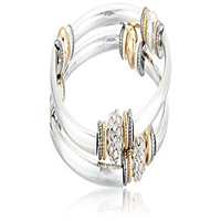 tri-tone and crystal set of 2 bangle bracelet