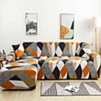 Triangle Print Dustproof Stretch Slipcovers Stretch Sofa Cover Super Soft Fabric Couch Cover (You will Get 1 Throw Pillow Case as free Gift)