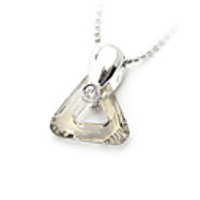 Triangle Shaped Crystal And 925 Sterling Silver With Platinum Plated Pendant - Clear