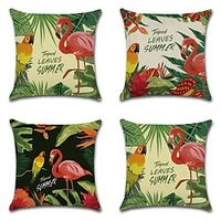 Tropical Double Side Cushion Cover 4PCS Soft Decorative Square Throw Pillow Cover Cushion Case Pillowcase for Sofa Bedroom Superior Quality Machine Washable miniinthebox