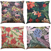 Tropical Plant Double Side Cushion Cover 4PC Soft Decorative Square Throw Pillow Cover Cushion Case Pillowcase for Bedroom Livingroom Superior Quality Machine Washable Indoor Cushion for Sofa Couch Bed Chair miniinthebox