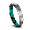 tungsten carbide wedding band ring 4mm for men women teal interior with grey exterior bevel edge brushed polished comfort fit anniversary size 7
