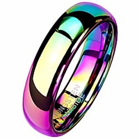 tungsten rainbow ring womens mens 6mm wedding band handfasting promise sizes 5-13 (5)