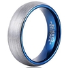 tungsten ring men wedding 6mm matte brushed surface inner blue plated size 7-13