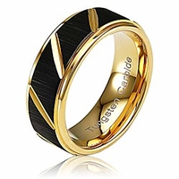 tungsten rings for mens wedding bands black matte multiple grooves size 6-16 (custom text engraving,  9.5)