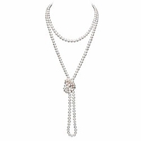 tuokay 1920s pearls beads necklace for women girls,  fashion imitation faux pearls long necklace vintage costume jewelry necklace 55 in. diameter of pearl 0.32 in. (ivory)
