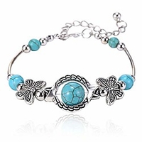 turquoise bracelet classic luxury women summer unique design beaded imitation gemstone butterfly bracelet jewelry