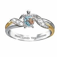 turtle animal rings for women cz crystal letter mom loves you forever tutrle ring mother birthday gift family jewelry size 10