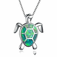 turtle pendant opal necklace rhinestone zircon clavicle chain women