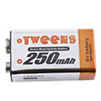 Tweens 9V 250mAh High Capacity Rechargeable Batteries (2-pack)