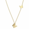 two butterfly diamond pendant necklace,  14k real gold plated dainty butterfly cute necklaces for women and teen girls minimalist jewelry gifts for her