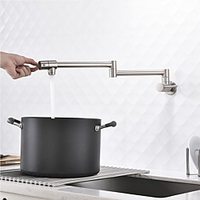 Two Handles One Hole Kitchen Faucet Nickel Brushed Pot Filler Centerset Contemporary Rotatable Kitchen Taps Only Cold Water miniinthebox