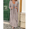 Two Piece A-Line Mother of the Bride Dress Wrap Included Jewel Neck Floor Length Chiffon Long Sleeve with Appliques 2020 Mother of the groom dresses