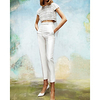 Two Piece Color Block Elegant Wedding Guest Formal Evening Dress Jewel Neck Short Sleeve Ankle Length Stretch Fabric with Bow(s) 2020 miniinthebox