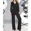 Two Piece Pantsuit / Jumpsuit Mother of the Bride Dress Elegant V Neck Floor Length Knee Length Chiffon Sequined Long Sleeve with Color Block 2020