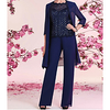 Two Piece Pantsuit / Jumpsuit Mother of the Bride Dress Wrap Included Scalloped Neckline Floor Length Chiffon Sequined 3/4 Length Sleeve with Ruching 2021 miniinthebox
