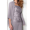 Two Piece Pantsuit / Jumpsuit Mother of the Bride Dress Wrap Included Square Neck Floor Length Chiffon 3/4 Length Sleeve with Appliques Ruching 2021 miniinthebox