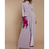 Two Piece Sheath / Column Mother of the Bride Dress Elegant Jewel Neck Floor Length Lace Stretch Satin Long Sleeve with Sash / Ribbon Ruffles 2020