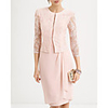 Two Piece Sheath / Column Mother of the Bride Dress Elegant Jewel Neck Knee Length Chiffon Lace 3/4 Length Sleeve with Ruched 2020