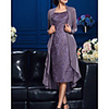 Two Piece Sheath / Column Mother of the Bride Dress Elegant Jewel Neck Knee Length Chiffon Lace Long Sleeve with Appliques 2020