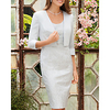 Two Piece Sheath / Column Mother of the Bride Dress Elegant Scoop Neck Knee Length Stretch Fabric Half Sleeve with Appliques 2020