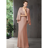 Two Piece Sheath / Column Mother of the Bride Dress Elegant V Neck Floor Length Chiffon Sleeveless with Sash / Ribbon 2020