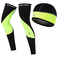 Two-piece Suit WOSAWE Leg Warmers / Knee Warmers Skull Cap Beanie Hat Patchwork UPF 50 Thermal / Warm Lightweight Bike Black Green / Black Black / White Fleece Winter for Men