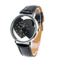Two Sweet Hearts Fashion Girl Women Wrist Watch Black Watchband Gray Dial 9729
