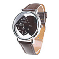 Two Sweet Hearts Fashion Girl Women Wrist Watch Brown Watchband Brown Dial 9729