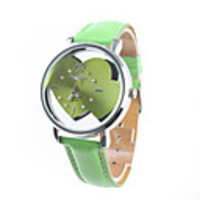 Two Sweet Hearts Fashion Girl Women Wrist Watch Green Watchband Green Dial 9729