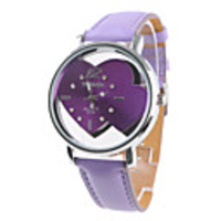 Two Sweet Hearts Fashion Girl Women Wrist Watch Purple Watchband Purple Dial 9729