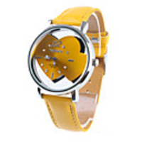 Two Sweet Hearts Fashion Girl Women Wrist Watch Yellow Watchband Yellow Dial 9729