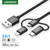 UGREEN Micro USB Lightning USB C Cable 1 to 3 High Speed 2.4 A 1.5m(5Ft) 1.0m(3Ft) TPE Aluminium Alloy For Samsung Xiaomi HuaweiPhone Accessory miniinthebox