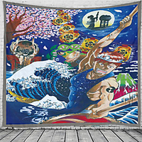 Ukiyoe Wall Tapestry Art Decor Blanket Curtain Hanging Home Bedroom Living Room Decoration Beautiful View From The Window miniinthebox