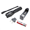 UltraFire 103C Focus Adjustable Zoom 3-Mode Cree XM-L T6 LED Flashlight Set (10W,  1000LM,  1x18650,  3xAAA)