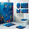 Underwater World Pattern Printing Bathroom Shower Curtain Leisure Toilet Four-Piece Design
