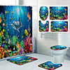 Underwater World Pattern Printing Bathroom Shower Curtain Leisure Toilet Four-Piece Design