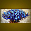 Unframed Panel Dark Blue Flower Tree Thick Palette Knife Painting Home Decor Hand Painted Oil Painting Wall Art Picture Gift Rolled Without Frame