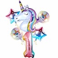 unicorn balloons for 1st birthday girl decorations,  32 inch number 1 balloon large rainbow unicorn balloon for unicorn theme baby party decor,  first birthday party for girls