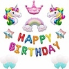 unicorn happy birthday party balloons supplies-unicorn theme party decorations, set of 29 included colorful happy birthday balloons banner, blue amp; white balloons, smile rainbow for baby