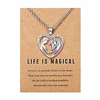unicorn necklace for little girls,  magical cute rainbow unicorn heart pendant jewelry for women daughter niece birthday party gift,  chain 18