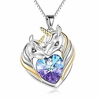 unicorn necklace sterling silver unicorn in crystal heart pendant jewelry unicorn gifts for girls women
