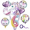 unicorn party birthday supplies for girl, pack of 9 unicorn theme purple balloon for party, 6-9th birthday party decorations, home office decor, gift for baby (6 years)
