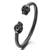 unique elastic adjustable mens black skull cuff bangle stainless steel twisted cable bracelet polished
