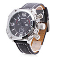 Unisex PU Analog Quartz Wrist Fashion Watch (Black)
