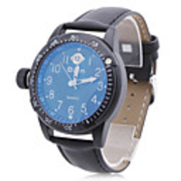 Unisex PU Analog Quartz Wrist Sports Watch (Black)