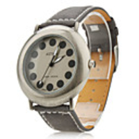 Unisex PU Analog Quartz Wrist Watch 0687 (Grey)