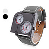 Unisex PU Analog Quartz Wrist Watch (2 Time Zone,  Assorted Colors)