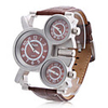 Unisex PU Analog Quartz Wrist Watch (3 Time Zone,  Brown)