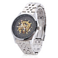 Unisex Alloy Analog Mechanical Casual Watch (Black)